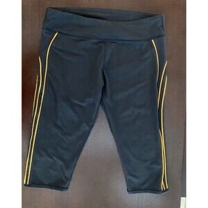 Fabletics Womens Capri Legging Sz Medium Black Orange Stripes No Tags